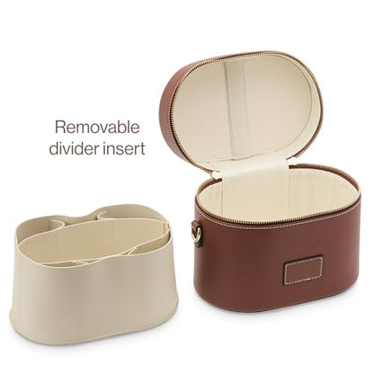 ETOILE - Oval Toiletry Case Ginger brown - Travel Makeup Bag Organizer with Shoulder Strap and Removable Divider - color: Ginger Brown