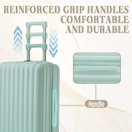 Luggage Set, ABS Hardshell Suitcase Spinner Wheel with Combination Lock - color: Vertical stripes blue, size: 20/24/28 Inch