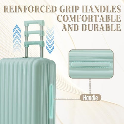 Luggage Set, ABS Hardshell Suitcase Spinner Wheel with Combination Lock - color: Vertical stripes blue, size: 20/24/28 Inch