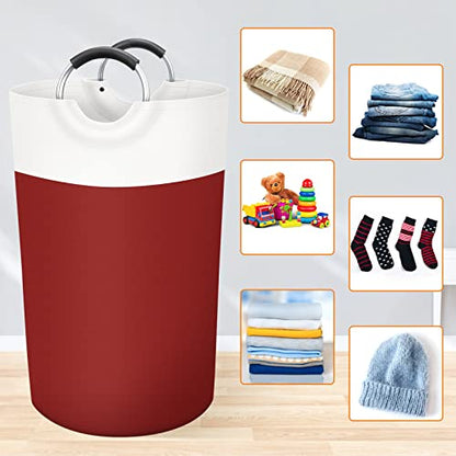 BlissTotes 90L Laundry Basket, Freestanding Collapsible Hamper, Red - color: Red, size: 90L