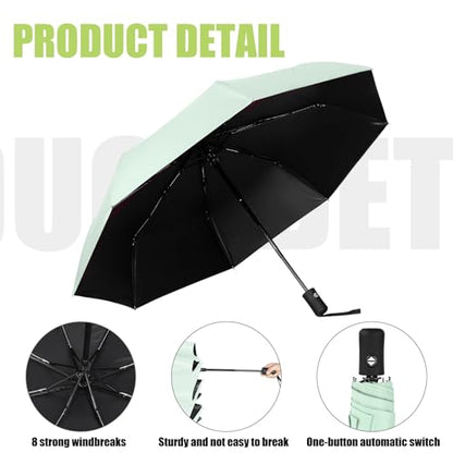 Jexine Windproof Travel Umbrella Compact Small - color: Green