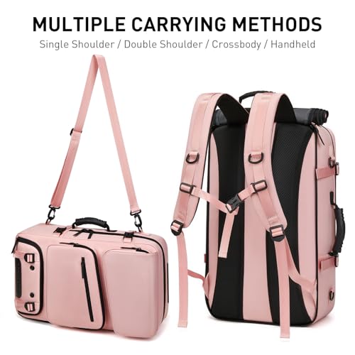 Backpack for Traveling On Airplane,Expandable Carry On Laptop Backpack for Men and Women,Outdoor Travel Bag,Pink - color: Pink
