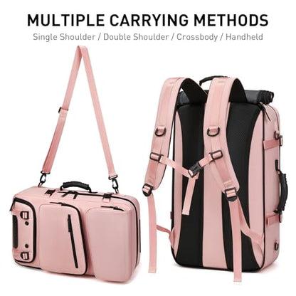 Backpack for Traveling On Airplane,Expandable Carry On Laptop Backpack for Men and Women,Outdoor Travel Bag,Pink - color: Pink