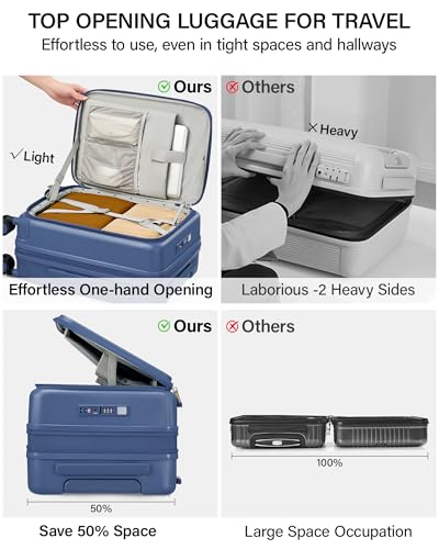 Hanke 28 Inch Expandable Checked Luggage, Large Trunk Luggage - color: Interstellar Blue, size: Expandable 28 Inch