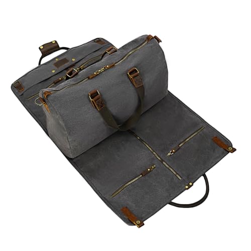 2 In 1 Convertible Garment Bag, Carry On Suit Duffle Bag For Men & Women - color: Gray