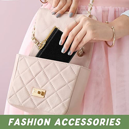 Credit Card Holder for Women, Small RFID Wallet Slim Leather Card Case - color: A-Black, size: Keychain
