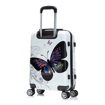InUSA Butterfly Print 20-Inch Carry-On Hardside Spinner Luggage Travel - color: Butterfly, size: 20 Inch