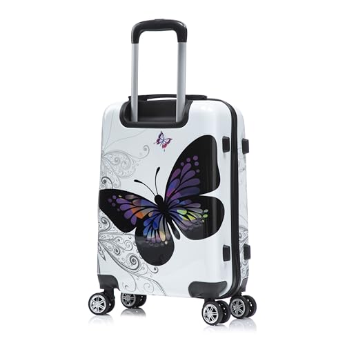 InUSA Butterfly Print 20-Inch Carry-On Hardside Spinner Luggage Travel - color: Butterfly, size: 20 Inch