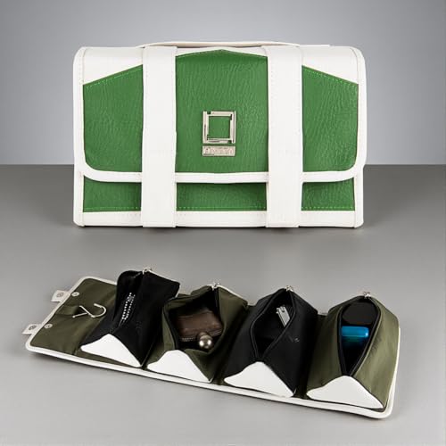 Compact Leatherette Travel Case for Men & Women, Gem/Cream - color: Gem / Cream