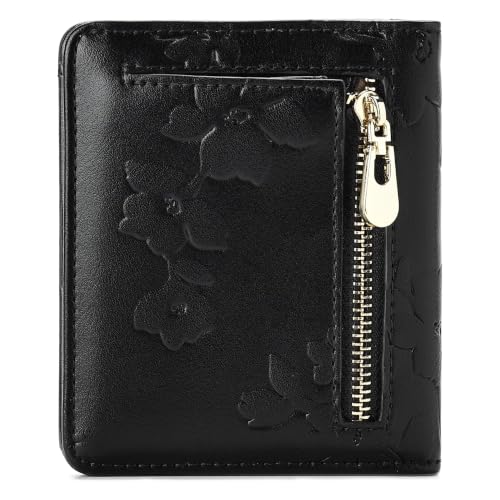 Small RFID Womens Wallet Travel Bifold Compact Slim thin Credit Card Holder - color: Black