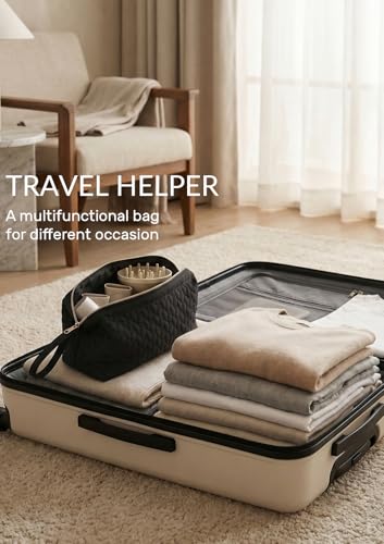 TeeYee Hair Tools Travel Bag for Dyson Airwrap Quilted Toiletry Bag - color: 002Black