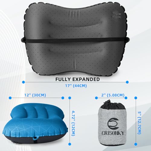 Crisonky Camping Pillow,Ultralight Inflatable Travel Pillow for Backpacking - color: Navy Blue