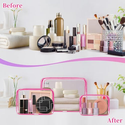 TISRATOK 12 PCS Clear Makeup Bags with Zipper, TSA Approved Toiletry Pouch - color: Multicolor, size: medium