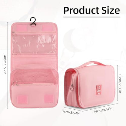 Hanging Toiletry Bag Travel Waterproof Makeup Organizer for Women Men(Pink) - color: Pink