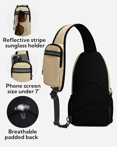 WATERFLY Crossbody Sling Backpack Sling Bag Travel Hiking Daypack - color: Z-beige