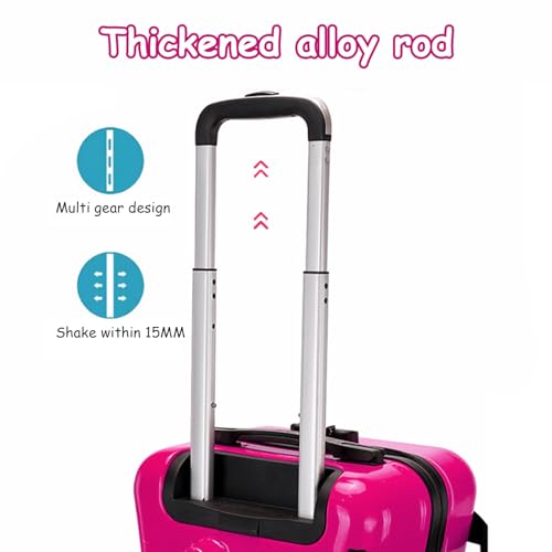 20" Kids Ride-on Luggage with Spinner Wheels, Rolling Child Travel Suitcase - color: Rose Red