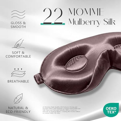 ZIMASILK Adjustable 3D 22 Momme 100% Mulberry Silk Sleep Mask | Upgraded Eye Mask for Sleeping - Soft & Breathable Blindfold - Blackout for Deep Sleeping (Gray Purple) - color: Gray Purple
