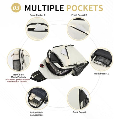 Sling Bag for Men Women,Convertible Crossbody Backpack Chest Bag - color: Beige, size: Small