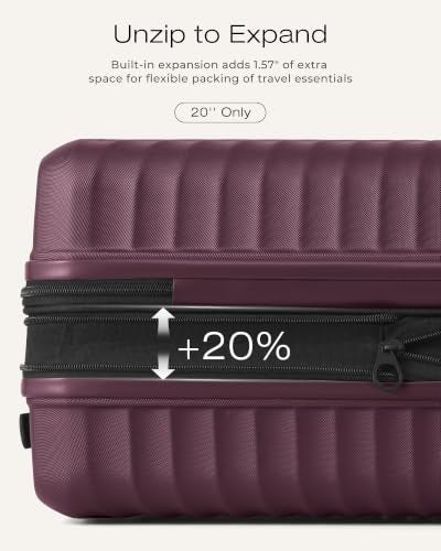 Coolife Luggage 3 Piece Set, Lightweight PC Hardside Suitcases, 20/24/28, Dark Purple - color: Dark Purple, size: 3-Piece Set (20/24/28)