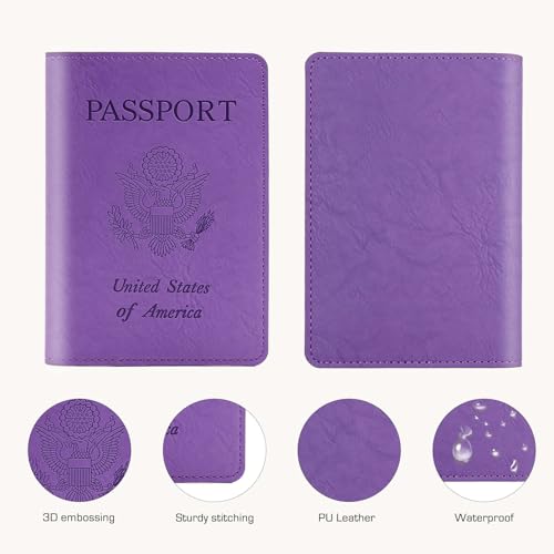 Cnycmy Passport Holder for Travel,Passport Cover Case with RFID - color: Simplicity-Purple