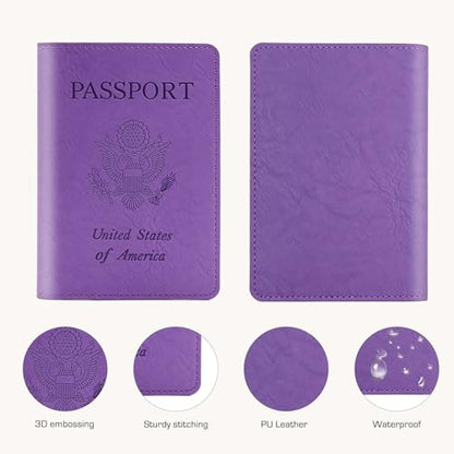 Cnycmy Passport Holder for Travel,Passport Cover Case with RFID - color: Simplicity-Purple