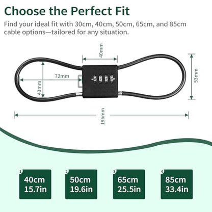 4-Digit Combination Cable Padlock with 16 inch (40 cm) Flexible Steel Cable, Small Lock for Locker,Luggage, Backpack,Cabinet,Gym Bag,Toolbox,Travel,Black - size: 40cm(16 inch Cable)