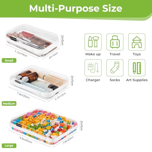 UFORU 3 PCS Clear Hard Shell Zipper Case, Diaper Bag Organizer Pouches | Heavy Duty, Water-Resistant, Dust-Proof Protection, 3 Sizes for Versatile Storage, Smooth Dual Zippers, Portable Design - size: SML