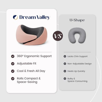 Dream Valley Neck Travel Pillow, Memory Foam,Cooling, Light Pink - color: Light Pink, size: Standard