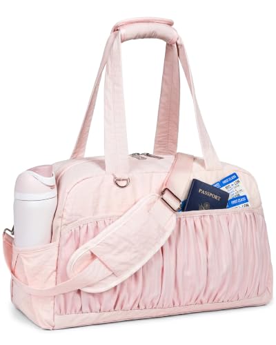 Cute Travel Duffle Bag for Women, Carry On Airline Personal Item Bag - color: BabyPink