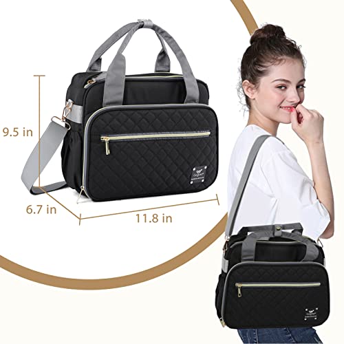 GOGOSO Crossbody Small Diaper Bag, Cute Mini Baby Diaper Tote Bags with Insulated Pockets for Traveling Outdoor Parent, Black - color: Black