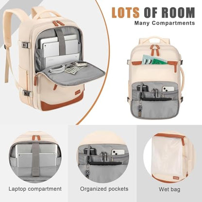 50L Travel Backpack, Flight Approved Carry On Laptop Backpack - color: Beige, size: X-Large