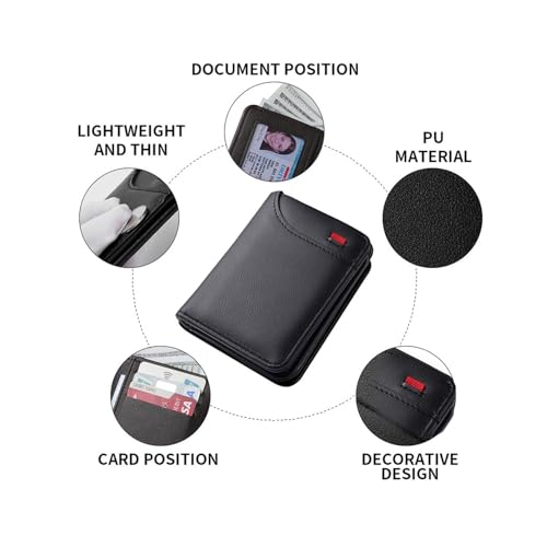 Mini Slim Wallet 5 Card Slots ID Window 1 Money Pocket Faux Leather Thin Compacted - color: Grey Crushed Grain