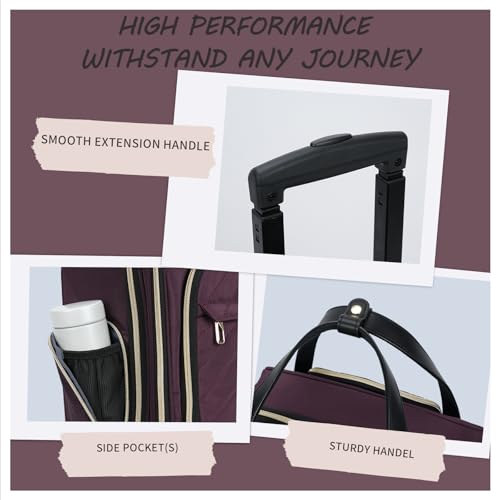 VANKEAN 16" Underseat Rolling Suitcase Travel Business Lightweight - color: Gold Purple