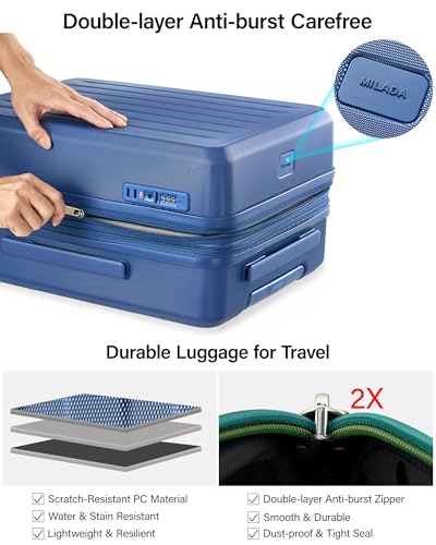 MILADA Hard Shell Carry On Suitcase, 20 Inch Expandable Luggage, Blue - color: Interstellar Blue, size: Carry On 20 Inch