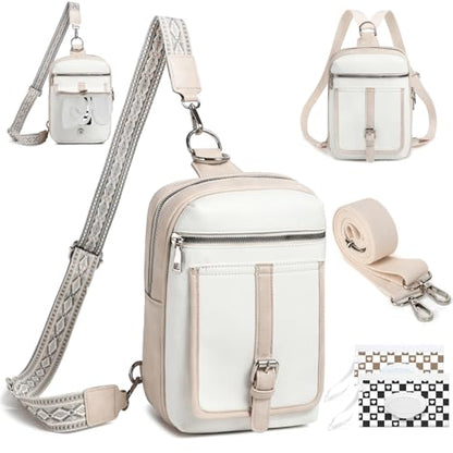 MYHOZEE Mini Diaper Bag Crossbody Small Diaper Bag Purse with Wipes Pocket - color: White and Apricot