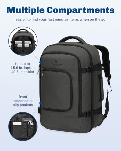 Hynes Eagle 40L Carry On Backpack Flight Approved Weekender Travel Bag - color: Grey-n