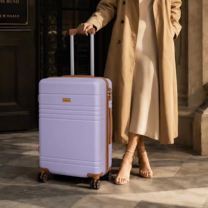 Cosbarn Luggage Sets 5 Piece, Hardshell Suitcase with Spinner Wheels - color: Purple