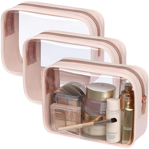 PACKISM TSA Approved Toiletry Bag - Clear Makeup Bag for Travel, Nude Pink - color: Beauty Nude Pink, size: Medium Set