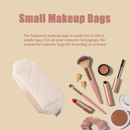 Makeup Bag Small Cosmetic Bags for Purse Women Girls Y2k Checkered Make Up Pouch - color: White