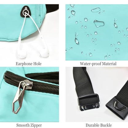 Fanny Pack for Women Men,Crossbody Water Resistant Sports Waist Bag Pack - color: 1pack-lightgreen