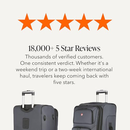 SwissGear Sion Softside Expandable Spinner Luggage Durable Lightweight Travel Suitcase, Dark Grey, Checked-Medium - color: Dark Grey, size: Checked-Medium