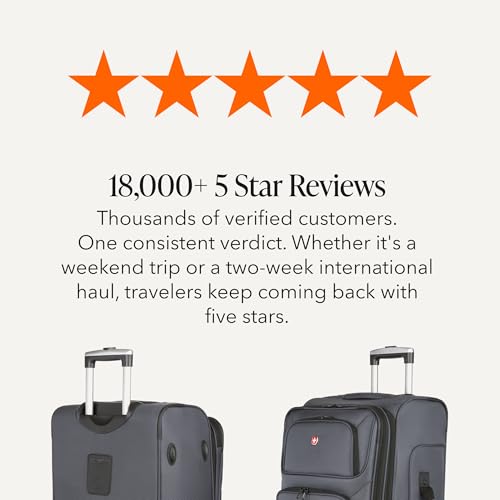 SwissGear Sion Softside Expandable Spinner Luggage Durable Lightweight Travel Suitcase, Dark Grey, Checked-Medium - color: Dark Grey, size: Checked-Medium