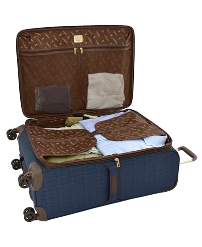 London Fog Brentwood IV 29" Expandable Spinner Softside Suitcase, Midnight Blue - color: Midnight Blue