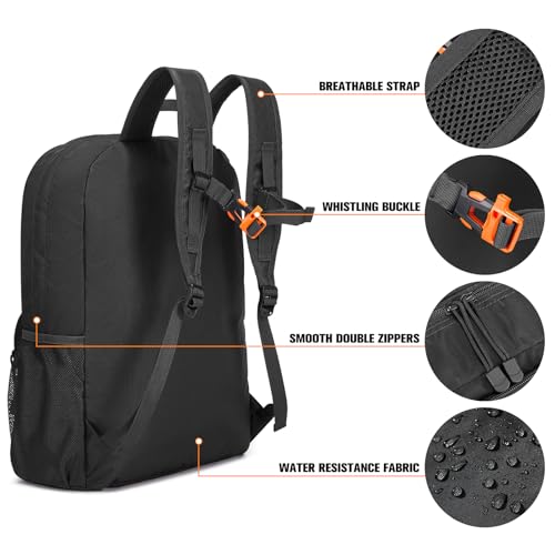 G4Free 30L Packable Lightweight Backpack for Hiking Travel, Foldable Daypack Water Resistant for Men Women(Black)
