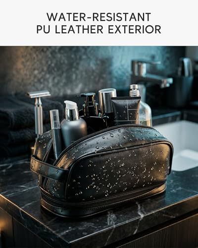 TSA Approved Toiletry Trave Bag for Men Vegan Leather - color: Tawny
