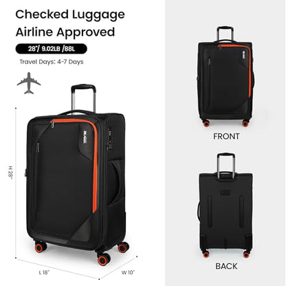 28'' Luggage with Spinner Wheels,Checked Softside Luggage - color: Black, size: Checked-Large 28-Inch