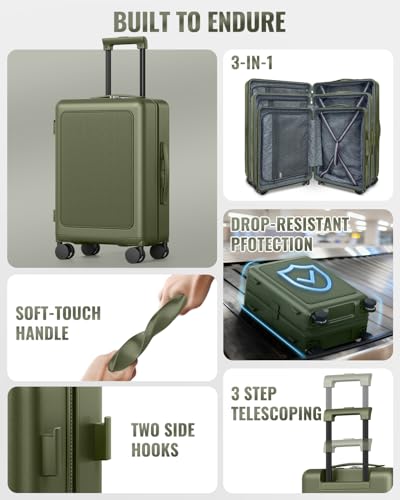 Joyway 4-Piece Hardside Luggage Set with Backpack, 20 24 28 Inch, Green - color: Green, size: 4-Piece Set (20/24/28/BP)