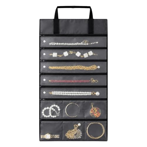 UnionPlus Velvet Jewelry Roll Organizer, 11 Grids, Black - color: Black, size: 11-Grids