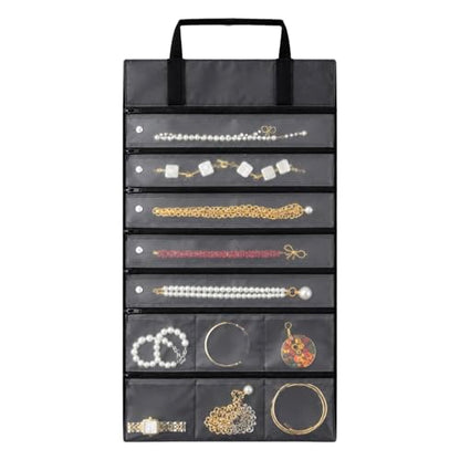 UnionPlus Velvet Jewelry Roll Organizer, 11 Grids, Black - color: Black, size: 11-Grids