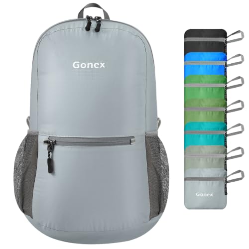 Gonex Packable Daypack Backpack 20L Lightweight Foldable Travel Bag - color: Light Grey
